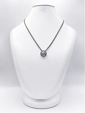 Brighton Necklace Silver Tone Round Pendant Clear Statement Lobster 18 In